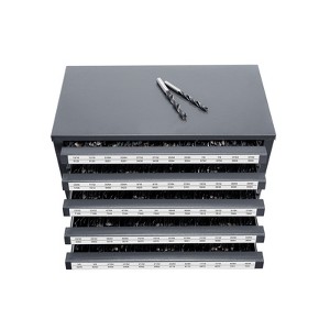 VEVOR Drill Bit Dispenser Cabinet, Five-Drawer Drill Bit Organizer Cabinet for 33/64" to 63/64" Steel Drill Dispenser Organizer Cabinet, Black - 1 of 4