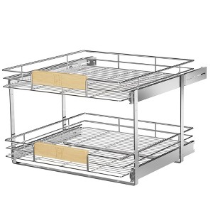 LOVMOR 2 Tier Pull Out Cabinet Organizer 22½" W x 21½" D, Slide Out Drawers with Wooden Handle, Sliding Shelves Organization - 1 of 4