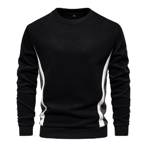 Men's Long-Sleeved Stitching Sweatshirt Round Neck Sports Pullover - 1 of 3