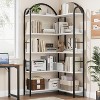 Corner Bookshelf, L Shaped Bookshelf Arched 5 Tier Corner Shelf with Metal Frame for Living Room Bedroom - 3 of 4