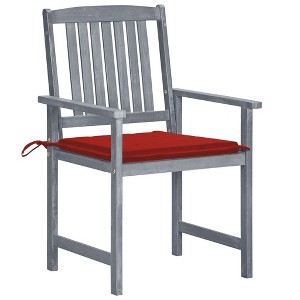 vidaXL Patio Chair Set with Cushions, Weather-Resistant, Solid Acacia Wood, Gray Finish, Perfect for Outdoor Comfort and Relaxation - 1 of 4