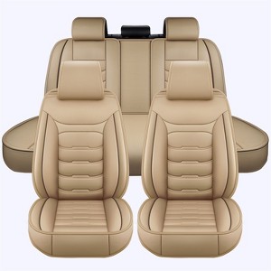 Bekrvio Universal 5-Seat Car Seat Covers Full Set, Premium PU Leather Waterproof Front & Rear Protector for Cars, SUVs & Trucks - 1 of 4