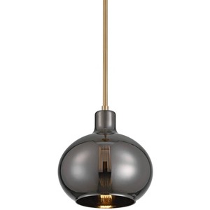 360 Lighting Partridge 9 1/2" Modern Pendant Ceiling Light Fixture Dining Room Over Table Kitchen Island Foyer Hanging Round Brass Mirror Glass Mini - 1 of 4