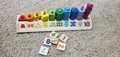 Melissa & Doug Wooden Counting Shapes Stacker, 66 Pieces 