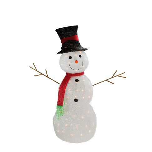 outdoor lighted snowman with cardinals