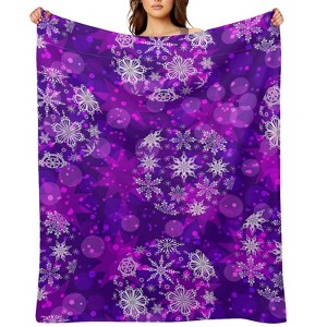 Christmas Snowflake Purple Christmas Throw Blanket Soft Fleece Christmas Blanket Cozy Flannel Throw for Couch Bed 60x80 inches - 1 of 1