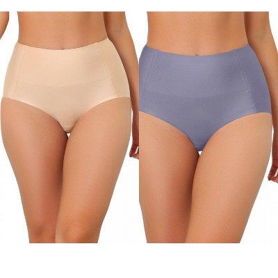 Allegra K Women's Tummy Control Unlined High-Waisted Breathable Hipster Underwear 2 Packs