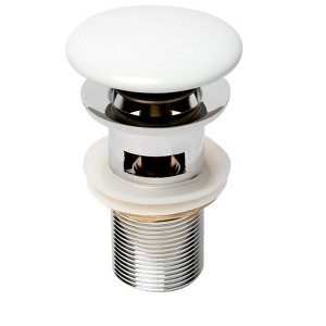 ALFI AB8056-W White Ceramic Mushroom Top Pop Up Drain for Sinks with Overflow - 1 of 4