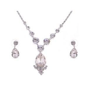 Anna-Kaci Women's Swarovski Crystal Elements Necklace and Earring Set, Silver Tone - Rhinestone - 1 of 4