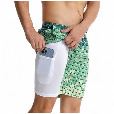 Anna-Kaci Swim Anna-Kaci Men's Swim Shorts with Adjustable Drawstring Waistband Quick-Dry Fabric - Small, Green — фото 2