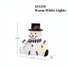 LuxenHome 1.25Ft Jolly Snowman with Black Tophat Outdoor Holiday Decoration with Lights White, Black, Red, Blue - 2 of 4