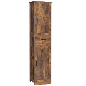 USIKEY 67“ Tall Storage Cabinet with Adjustable Shelves & 2 Doors, Narrow Tall Cabinet for Living Room, Home Office, Rustic Brown - 1 of 4