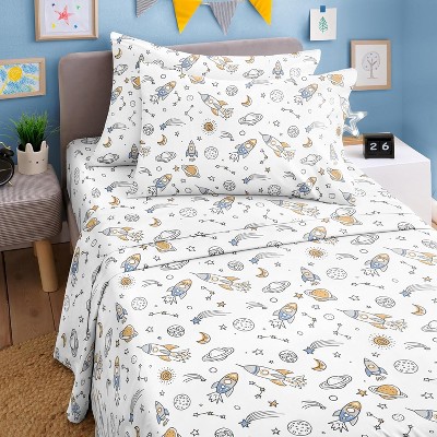 Kids 4 Piece Bed Sheet Set - Cute & Cozy Wrinkle-Resistant with Vibrant Designs - CGK Linens.