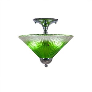 Toltec Lighting Any 2 - Light Flush Mount in  Chrome with 12" Kiwi Green Crystal Shade - 1 of 1