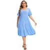 Coolmee Womens Summer Maxi Dress Plus Size Casual  Short Sleeve Ruffle Tiered V Neck Swing Long Sundress - 2 of 4