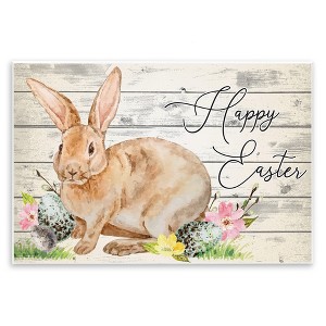 Stupell Industries Spring Floral Happy Easter Bunny, 15" x 10" - 1 of 4