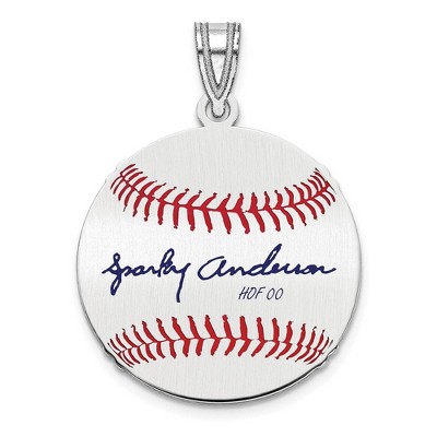 Black Bow Jewelry Sterling Silver Sparky Anderson Signature SM Enamel Baseball Pendant