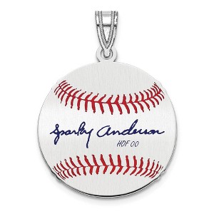 Black Bow Jewelry Sterling Silver Sparky Anderson Signature SM Enamel Baseball Pendant - 1 of 4