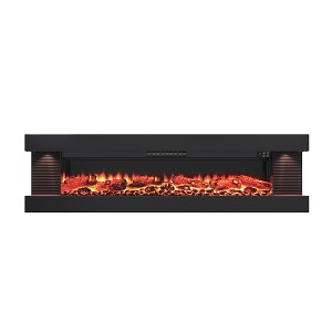 CLIHOME Wall-Mounted 3-Sided Electric Fireplace with LED Lighted Mantel and Remote, Modern Indoor Heating Accent - 1 of 4