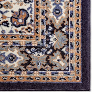Navy Blue 5' x 7' Traditional Medallion Area Rug