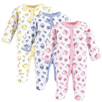 Luvable Friends Baby Girl Cotton Preemie Snap Sleep And Play 3pk, Floral,  Preemie : Target