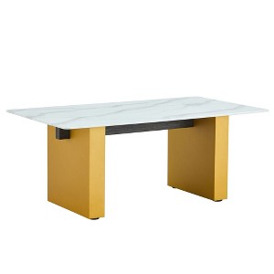 NicBex 43.3 Inch Rectangle Dining Table with Glass Tabletop and MDF Legs for 4 to 6,Living Meeting Room - 1 of 4