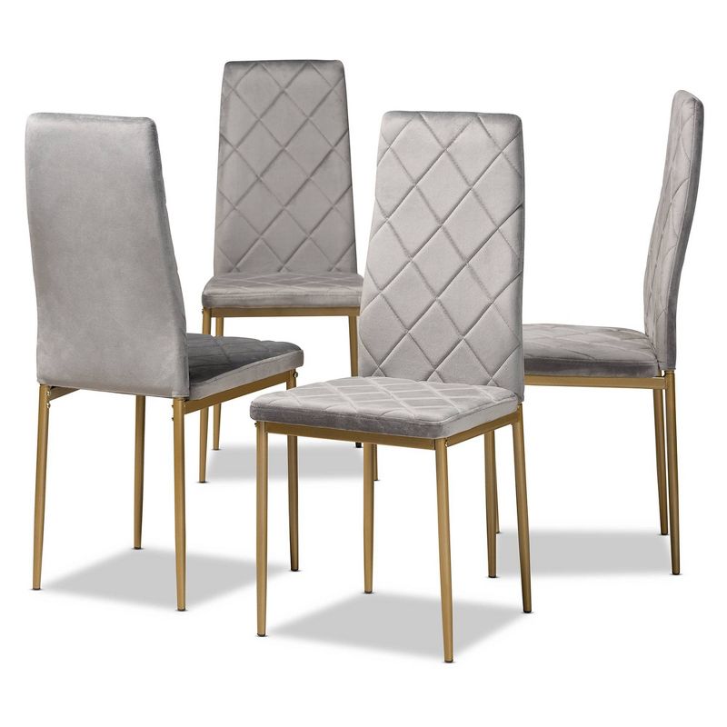 4pc Blaise Velvet Fabric Upholstered and Metal Dining Chair Set - Baxton Studio, 1 of 10