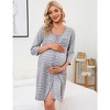 WhizMax Mothers Day Gifts Maternity Nightgown Women's 3/4 Sleeve Striped Nursing Sleepshirt Full Button Breastfeeding Sleep Dress - 2 of 4