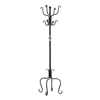 Monarch Specialties Coat Rack Hall Tree Free Standing 8 Hooks Entryway 74InchH Bedroom Metal Black Transitional