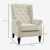 Mid-Century Modern Accent Chair, High Wingback Reading Chair, Button-Tufted Upholstered Fabric Armchair with Retro Wood Legs for Apartment - 3 of 4