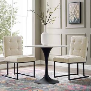 Set of 2 Privy Stainless Steel Upholstered Fabric Dining Chairs - Modway - 1 of 4