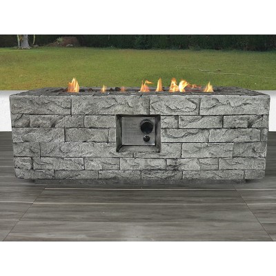 Fiber Reinforced Concrete Propane/Natural Gas Fire Pit Table, Stylish Outdoor Heater with Stainless Steel Burn Area and 50,000 BTU