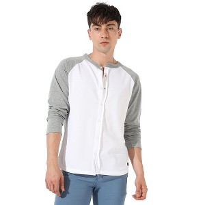 Campus Sutra Men Men's White & Grey Raglan Shirt - 1 of 3