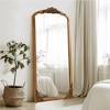 Lirago Arch Solid Wood Mirror Ornate Mirror Wall Mirror Retro Mirror with Carved Frame 69x30 Gold - 2 of 4