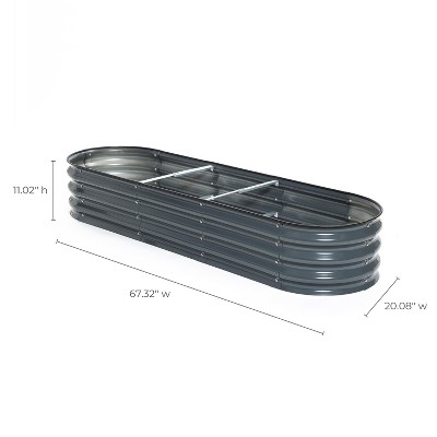 LuxenHome 5.5-Ft Oval Gray Galvanized Steel Garden Bed Planter