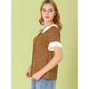 Allegra K Women's Contrast Doll Collar Polka Dots Short Sleeves Blouse - 4 of 4