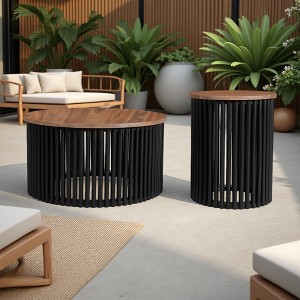 Acacia Wood Coffee & Side Table Set - 1 of 4