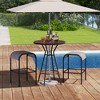 Tangkula 3 PCS Patio Bistro Set Round Table w/ 1.6" Umbrella Hole & 2 Stools Metal Frame - 3 of 4