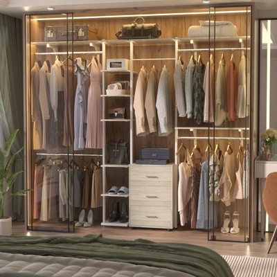 Besiost Heavy-duty Garment Rack Closet Organizer with Tower Shelving