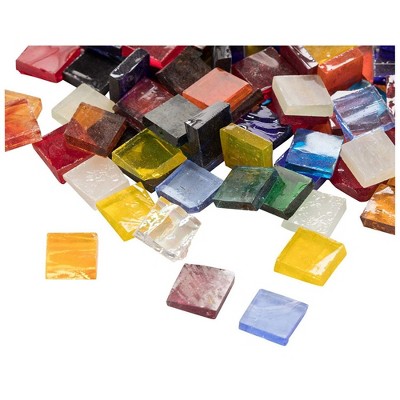 Juvale Mosaic Tiles - 1000-Pack Glass Mosaic Pieces, Mosaic Chips for Decoration, Craft, DIY Art Projects, Square, 40 Assorted Colors, 0.4x0.4x0.1 in