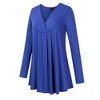 Women's Plus Size Long Sleeve V Neck Tunic Tops Pleated Solid Tee Shirt Causal Loose Blouse, Royal Blue, 4XL - 2 of 4