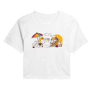 Women's - Peanuts - Girls Beach Day Cropped Graphic T-Shirt - 1 of 4