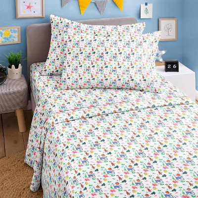 Kids 4 Piece Bed Sheet Set - Cute & Cozy Wrinkle-Resistant with Vibrant Designs - CGK Linens.