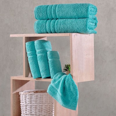 Coral Orange 6-Piece Turkish Cotton Bath Towel Set