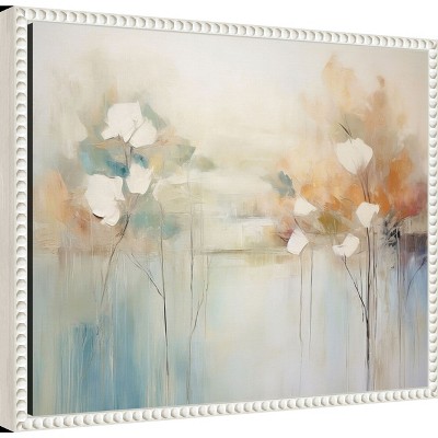 Abstract Floral Pastel Canvas Print in White Frame