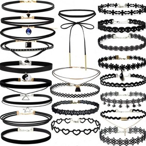 Attop Black velvet necklace set women's adjustable necklace suitable for daily, party, Halloween events - 1 of 4