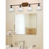 Toltec Lighting Blacksmith 4 - Light Vanity in  Painted Wood/Dark Granite with 7" White Muslin Shade - 3 of 3
