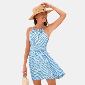 Women's Breezy Blue Geometric Print Halter Dress - Cupshe - 1 of 4