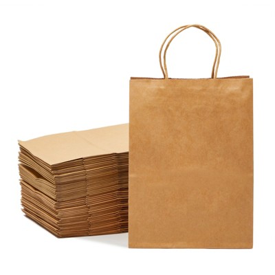 Stockroom Plus 100 Pack Small Brown Kraft Paper Gift Bags with Handles Bulk Set