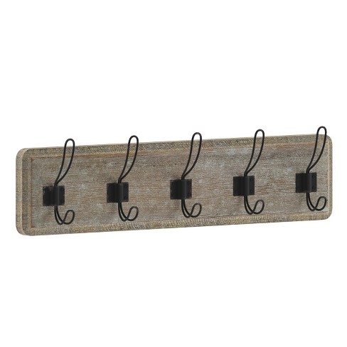Merrick Lane 24 Inch Wall Mount Weathered Pine Wood Storage Rack With 5 ...